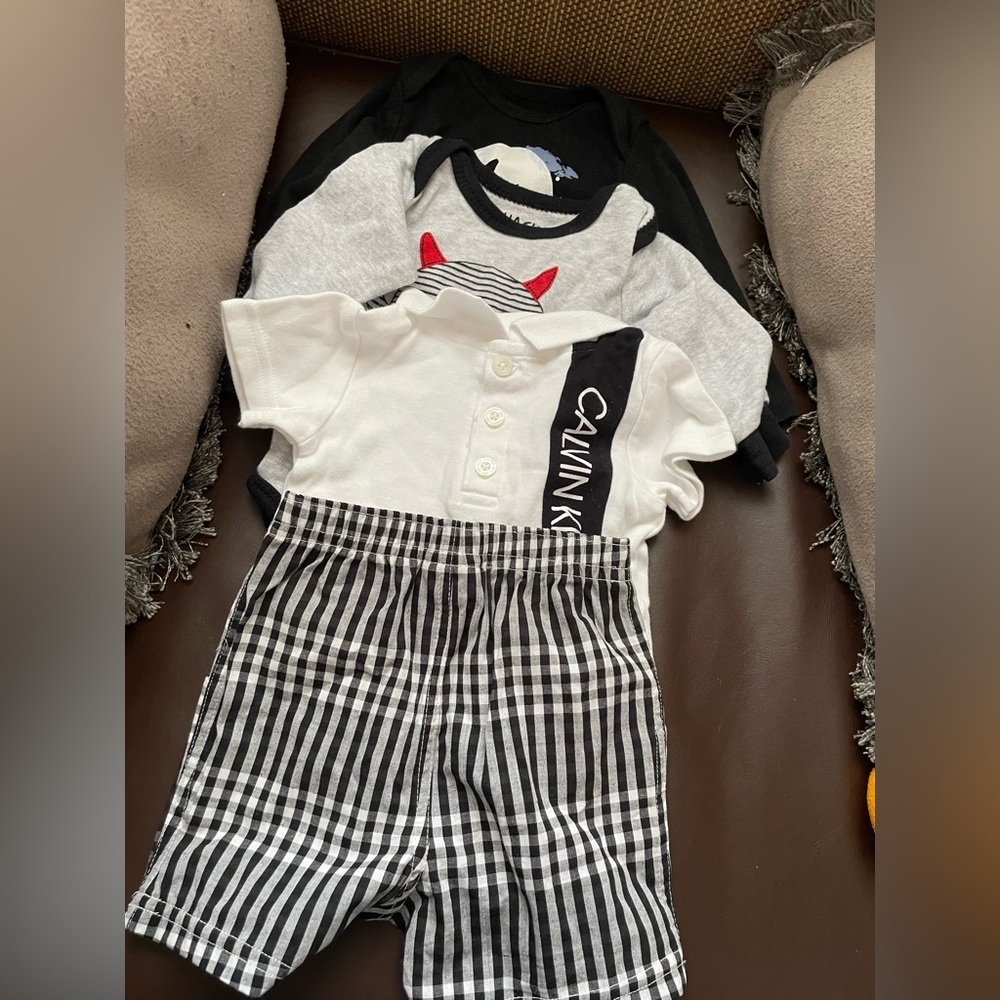 Boys Bundle One Outfit And 2 One Pieces Size 3-6 Months
